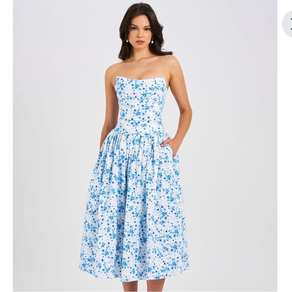 Blue Floral Midi Dress